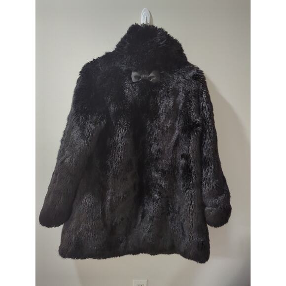 Kate Spade Black Faux Fur Back Bow Coat - Picture 7 of 7